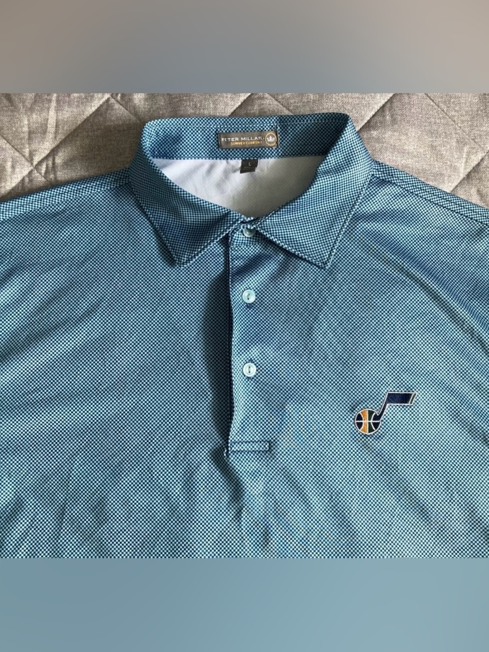 Utah Jazz Peter Millar Summer Comfort Polo Shirt Mens Large Blue Casual Golf
